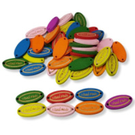 Бирки из фанеры Hand made 26*13 мм, овальные (50шт) SF-2217, ассорти