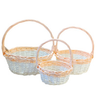 Корзины из ивы 36*14*39, 29*12,5*33, 22*11*28, 3шт, круг, белый/персиковый