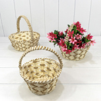 Корзины плетёные Круглые Набор 1/3 25*10 (±5%) из бумаги с ручкой Бежевый