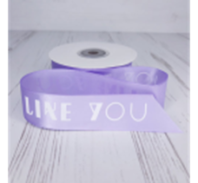 Лента атласная с принтом I Like you 25/25ярд лиловый Лента атласная с принтом I Like you 25/25ярд лиловый