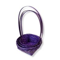 Набор корзин плетеных (бамбук), D19xH9/32, D22xH9.5/34, D25xH10/36см 3шт, фиолетовый