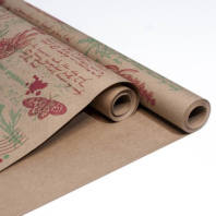 Крафт бумага "Лаванда"цв. салатовый-яркая малина на коричневом фоне 720мм/60гр/60мкр/8,5м± 5%