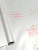 Матовая пленка двухсторонняя на втулке 50мкр Перламутр белый/Признание красный 60 см*10 ярд ± 5%