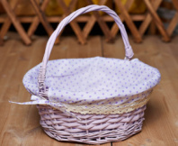 Корзина, ткань внутри, ручка складная 32*32 см, высота 14 см, высота с ручкой 28 см, дно 23*23 см