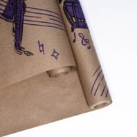 Крафт бумага "Музыка"цв. черный-фиолетовый на коричневом фоне 720мм/60гр/60мкр/8,5м± 5%