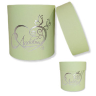 Коробка круглая 13,5*13,5 с тиснением "Сердце бабочки" мятный