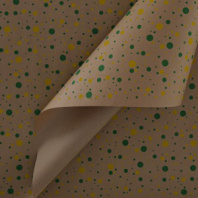 Крафт бумага "Конфетти" желтый/зеленый цв. на коричневом фоне 720мм/60гр/10м± 5%