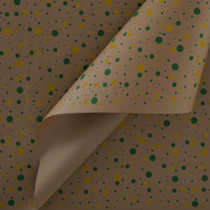 Крафт бумага "Конфетти" желтый/зеленый цв. на коричневом фоне 720мм/60гр/10м± 5%