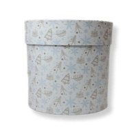 Коробка круглая 18*18 .белый/новогодний рисунок