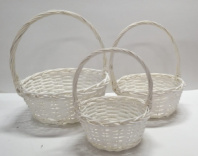 Корзины из ивы, 3шт, круг, 33*33*13, 29*29*12, 23*23*10V белый